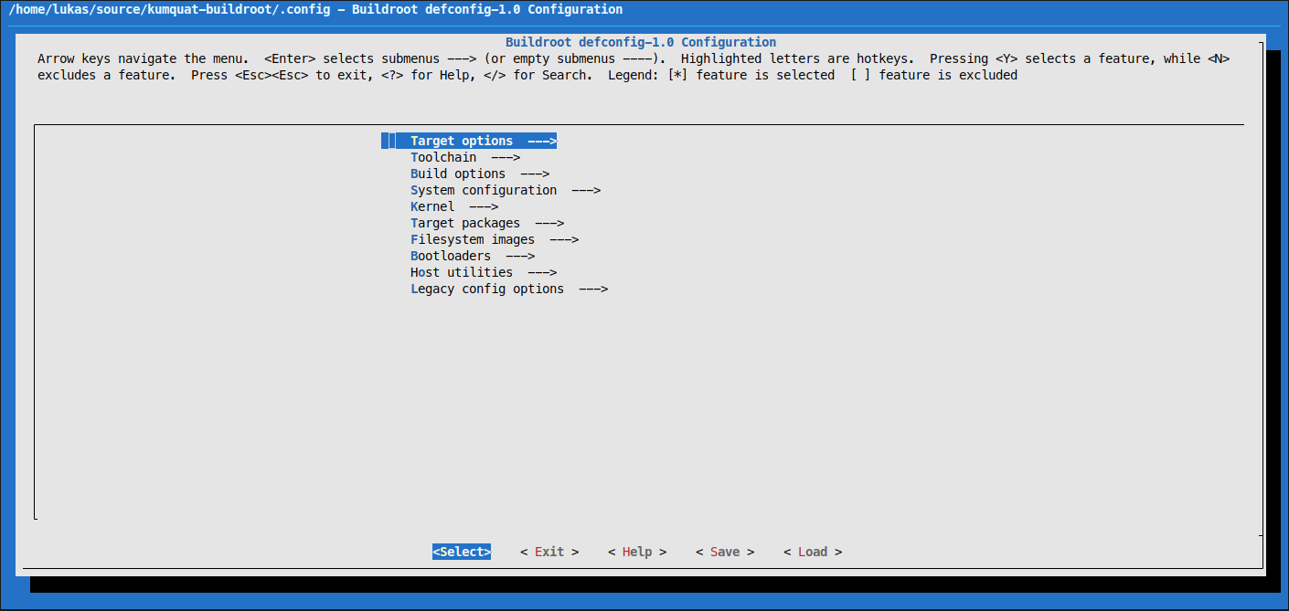 Buildroot Menuconfig